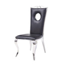 Cyrene Side Chair 2Pc, Black Faux Leather & Stainless Steel Acme