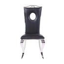 Cyrene Side Chair 2Pc, Black Faux Leather & Stainless Steel Acme