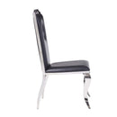 Cyrene Side Chair 2Pc, Black Faux Leather & Stainless Steel Acme