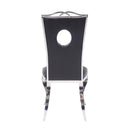 Cyrene Side Chair 2Pc, Black Faux Leather & Stainless Steel Acme