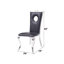 Cyrene Side Chair 2Pc, Black Faux Leather & Stainless Steel Acme