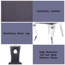 Cyrene Side Chair 2Pc, Black Faux Leather & Stainless Steel Acme