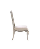 Esteban Side Chair 2Pc, Ivory Velvet & Antique Champagne Finish Acme