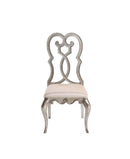 Esteban Side Chair 2Pc, Ivory Velvet & Antique Champagne Finish Acme