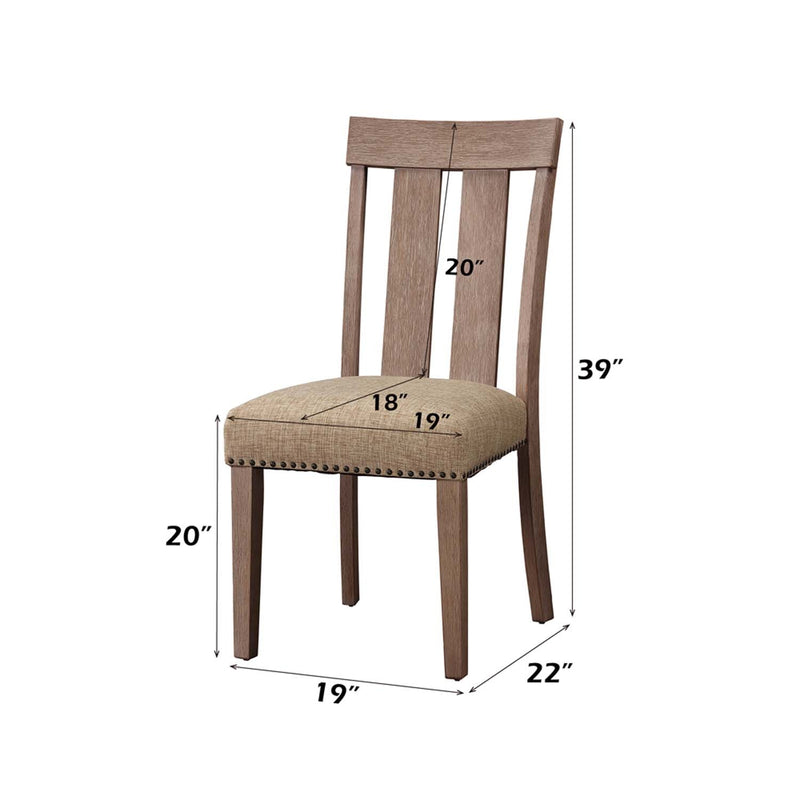 Nathaniel Side Chair 2Pc, Fabric & Maple Finish Acme