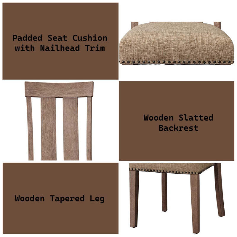 Nathaniel Side Chair 2Pc, Fabric & Maple Finish Acme