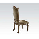 Vendome Side Chair 2Pc, Bone Faux Leather & Gold Patina Finish Acme