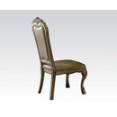 Dresden Side Chair 2Pc, Bone Faux Leather /Fabric & Gold Patina Finish Acme