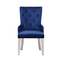 Varian Side Chair, Blue Fabric & Antique Platinum Finish Acme