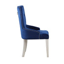 Varian Side Chair, Blue Fabric & Antique Platinum Finish Acme