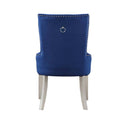 Varian Side Chair, Blue Fabric & Antique Platinum Finish Acme