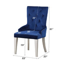 Varian Side Chair, Blue Fabric & Antique Platinum Finish Acme