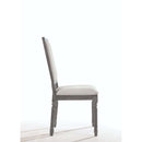 Leventis Side Chair 2Pc, Cream Linen & Weathered Gray Finish Acme