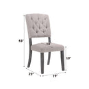 Bernard Side Chair 2Pc, Beige Linen & Weathered Gray Oak Finish Acme