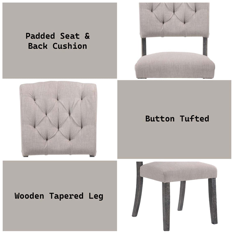 Bernard Side Chair 2Pc, Beige Linen & Weathered Gray Oak Finish Acme