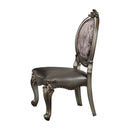 Versailles Side Chair 2Pc, Silver Faux Leather & Antique Platinum Finish Acme