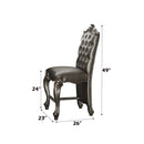 Versailles Counter Height Chair 2Pc, Silver Faux Leather & Antique Platinum Acme