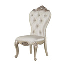 Gorsedd Side Chair 2Pc, Cream Fabric & Golden Ivory Finish Acme