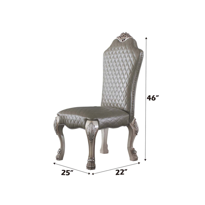 Dresden Side Chair 2Pc, Faux Leather &Vintage Bone White Finish Acme