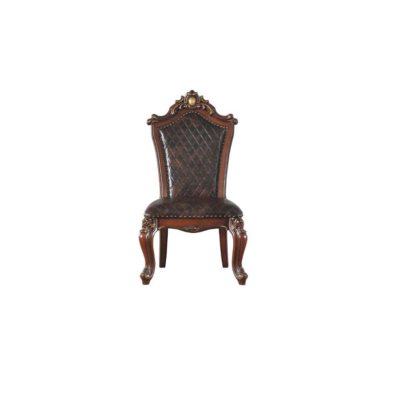Picardy Side Chair 2Pc, Faux Leather & Honey Oak Finish Acme