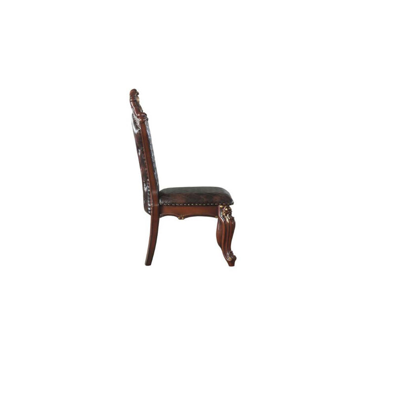 Picardy Side Chair 2Pc, Faux Leather & Honey Oak Finish Acme