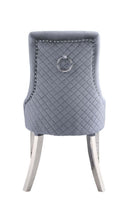 Satinka Side Chair 2Pc, Gray Fabric & Mirrored Silver Finish Acme