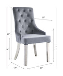 Satinka Side Chair 2Pc, Gray Fabric & Mirrored Silver Finish Acme
