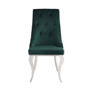Dekel Side Chair 2Pc, Green Fabric & Stainless Steel Acme