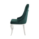 Dekel Side Chair 2Pc, Green Fabric & Stainless Steel Acme
