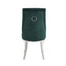 Dekel Side Chair 2Pc, Green Fabric & Stainless Steel Acme
