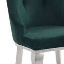 Dekel Side Chair 2Pc, Green Fabric & Stainless Steel Acme