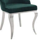 Dekel Side Chair 2Pc, Green Fabric & Stainless Steel Acme
