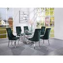 Dekel Side Chair 2Pc, Green Fabric & Stainless Steel Acme
