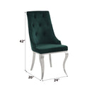 Dekel Side Chair 2Pc, Green Fabric & Stainless Steel Acme