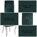 Dekel Side Chair 2Pc, Green Fabric & Stainless Steel Acme