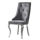 Dekel Side Chair 2Pc, Gray Fabric & Stainless Steel Acme