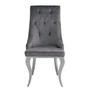 Dekel Side Chair 2Pc, Gray Fabric & Stainless Steel Acme