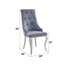 Dekel Side Chair 2Pc, Gray Fabric & Stainless Steel Acme