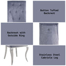 Dekel Side Chair 2Pc, Gray Fabric & Stainless Steel Acme