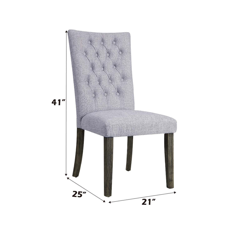 Merel Side Chair 2Pc, Gray Linen & Gray Oak Finish Acme