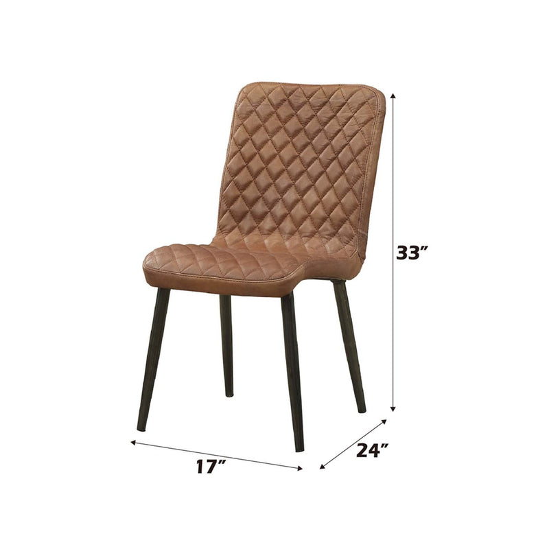 Millerton Side Chair 2Pc, Vintage Chocolate Top Grain Leather Acme