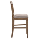 Martha II Counter Height Chair 2Pc, Tan Linen & Weathered Oak Finish Acme