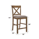 Martha II Counter Height Chair 2Pc, Tan Linen & Weathered Oak Finish Acme