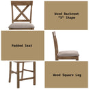 Martha II Counter Height Chair 2Pc, Tan Linen & Weathered Oak Finish Acme