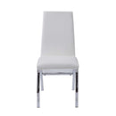 Pervis Side Chair 2Pc, White Faux Leather & Chrome Finish Acme