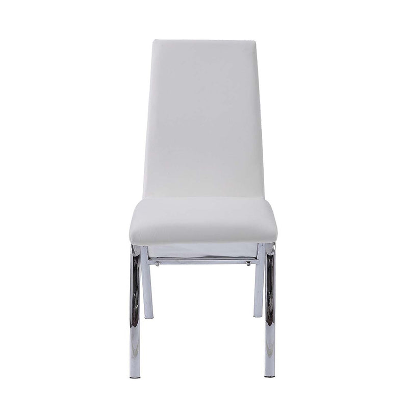 Pervis Side Chair 2Pc, White Faux Leather & Chrome Finish Acme