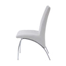 Pervis Side Chair 2Pc, White Faux Leather & Chrome Finish Acme