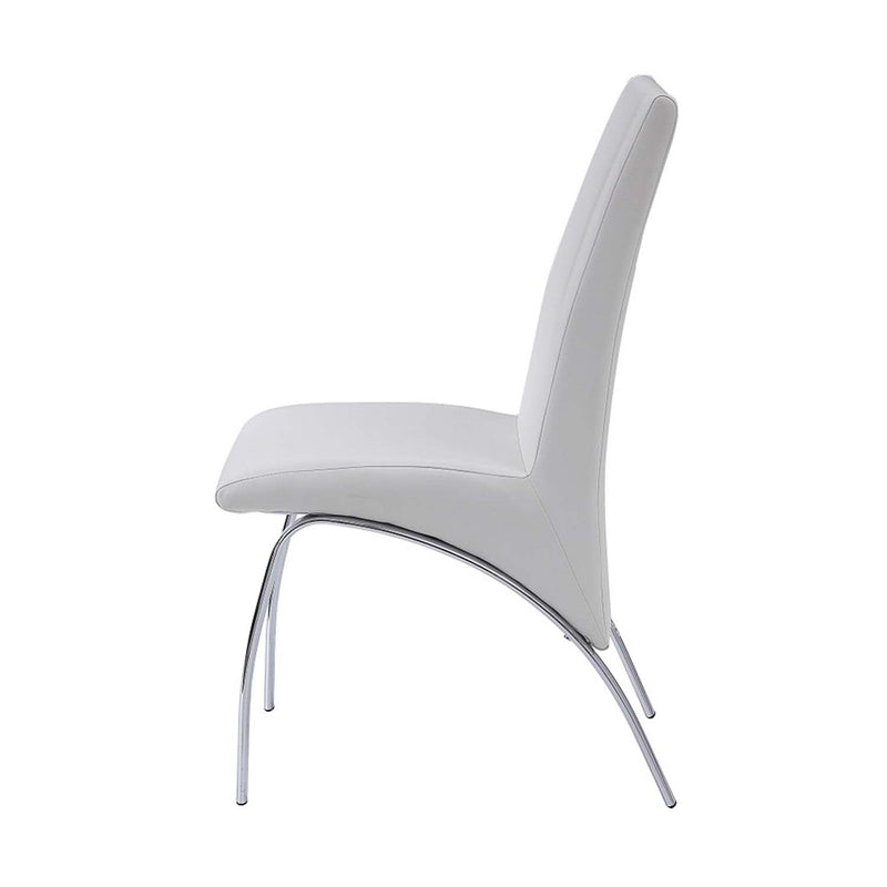 Pervis Side Chair 2Pc, White Faux Leather & Chrome Finish Acme