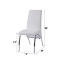 Pervis Side Chair 2Pc, White Faux Leather & Chrome Finish Acme