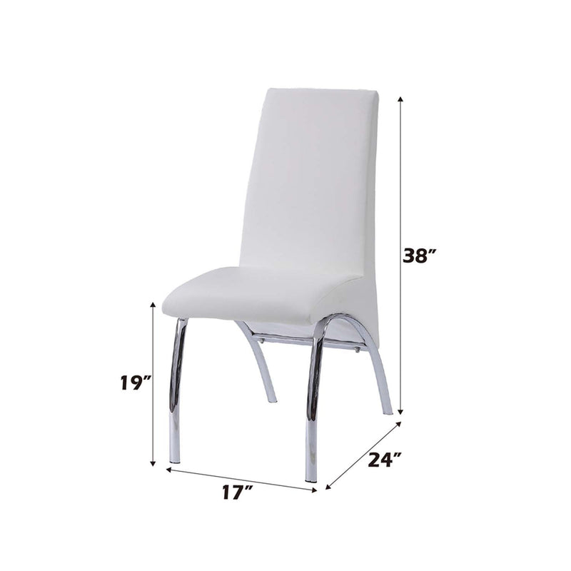 Pervis Side Chair 2Pc, White Faux Leather & Chrome Finish Acme
